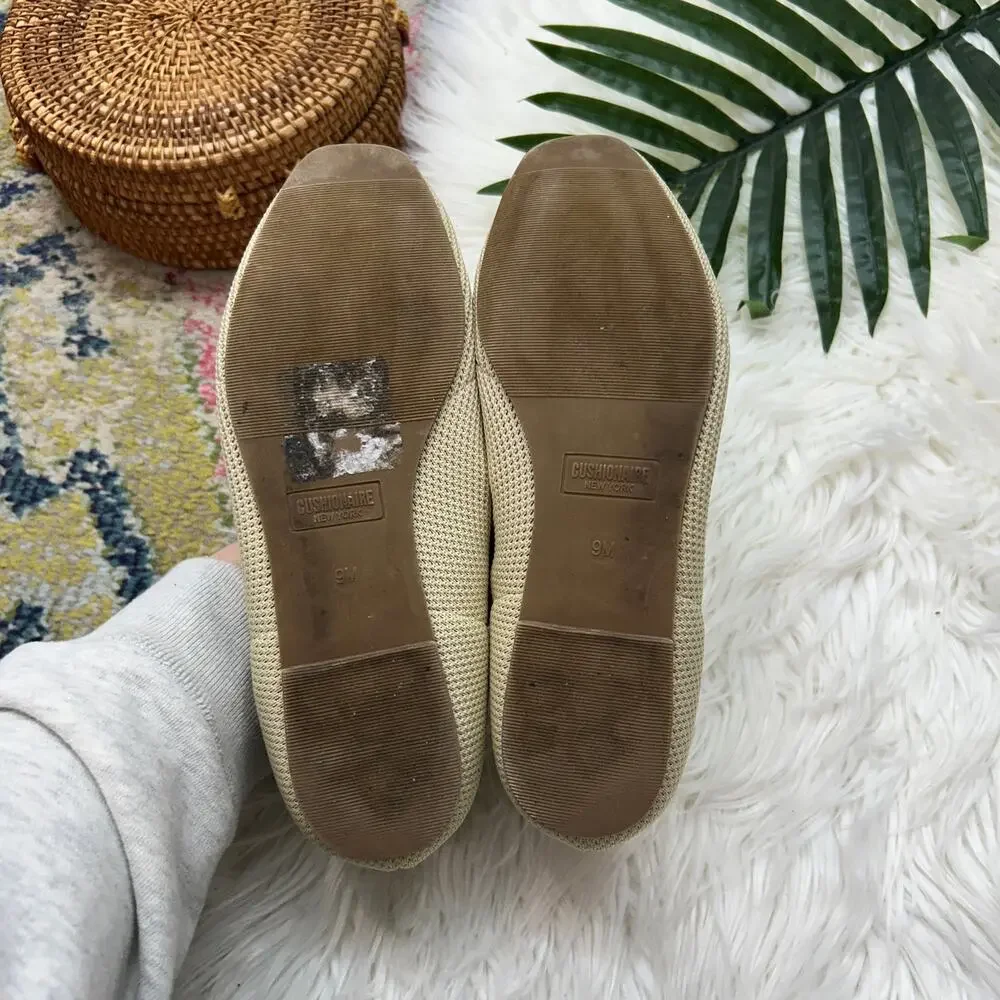 Cushionaire Slip On Flat 9 Neutral Beige Square Toe Minimalist